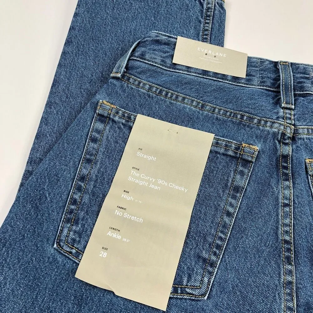 Everlane Curvy Cheeky Jean 28 (Fits 28W 27.5L) High Rise Denim Jeans NEW